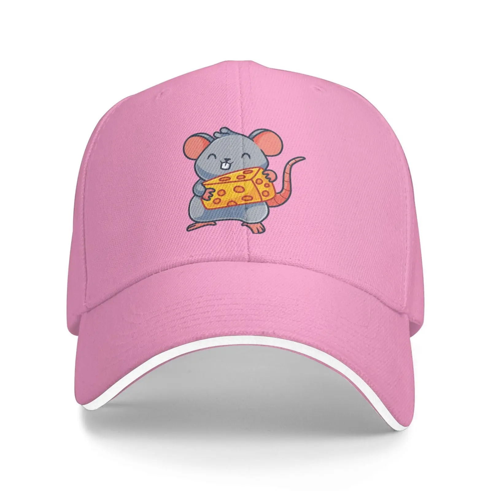 

Cute Cartoon Mouse with Cheese Baseball Cap Women Men Trucker Hat Adjustable Golf Caps Dad Sun Hats