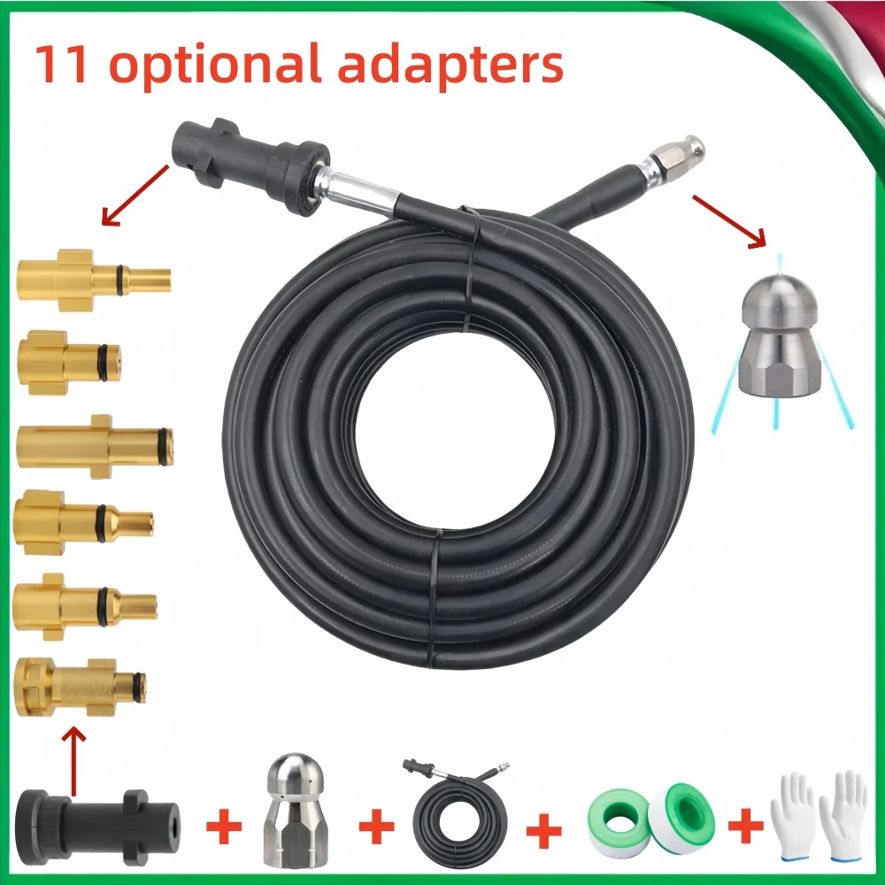 

2~50m Sewer Drain Water Cleaning Hose Sewage Pipe High Pressure Hose Cleaning Nozzle for Karcher Bosch Lavor Nilfisk Huter Bort