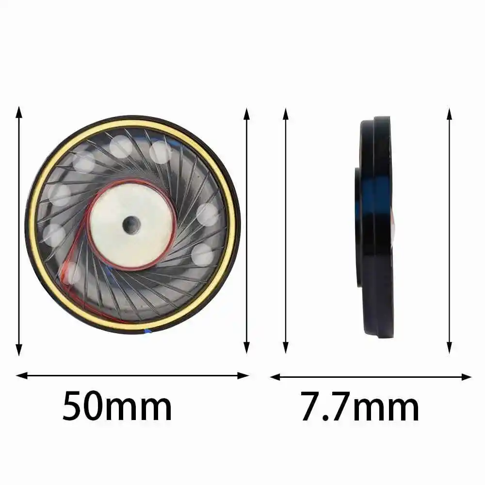 وحدات سماعات QIGOM 50E03 زوج واحد، 50 مم 40Ω 116dB، HIFI عالية الدقة، وحدات سماعات أذن مع حلقة نحاسية، تحليل صوتي جهير