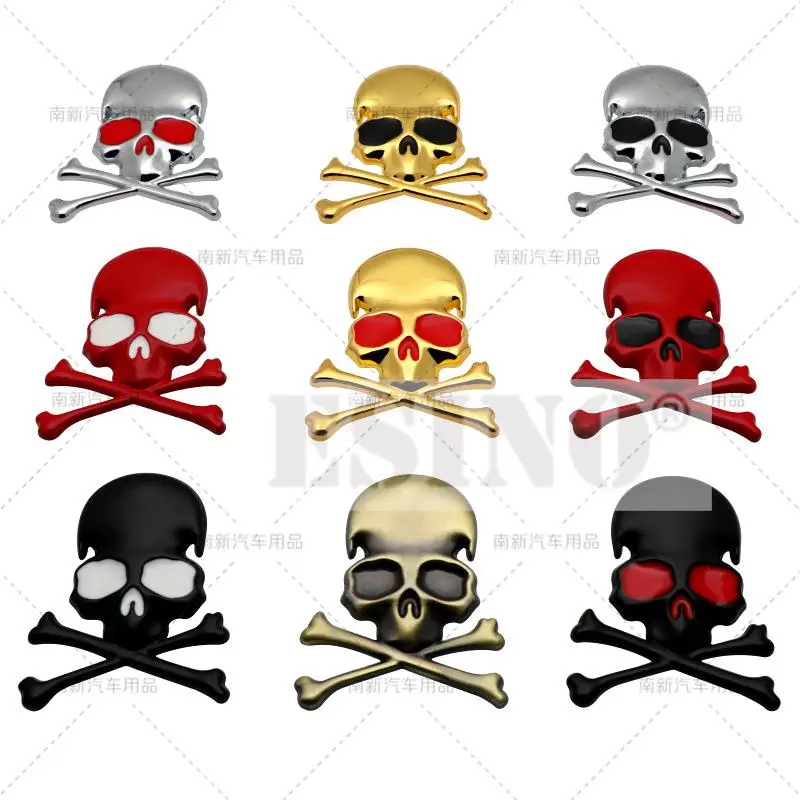 Car Styling Funny Skull 3D Metal Chrome Zinc Alloy Adhesive Emblem Car Body Trunk Fender Badge Sticker Decal Auto Accessory