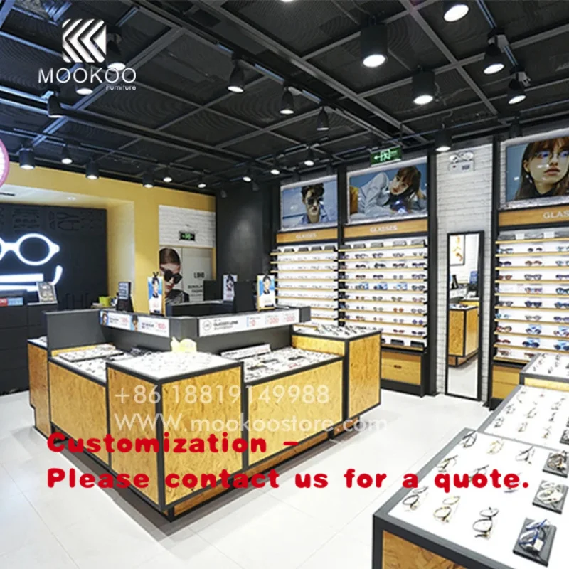 

custom.Supplier Glass Wooden Display Cabinet Optical Interior Design Eyeglass Retail Store