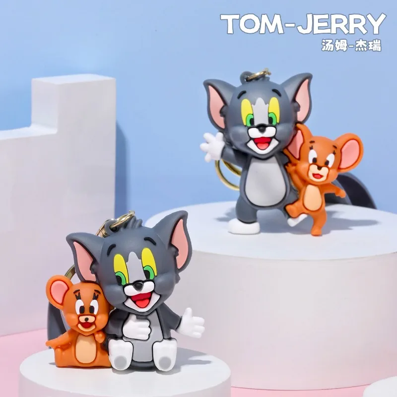 Tom and Jerry Anime Ornament Keychain Car Key Bag Pendant Cute Cartoon Cat And Mouse Action Doll Collectibles Kids Gift Toys