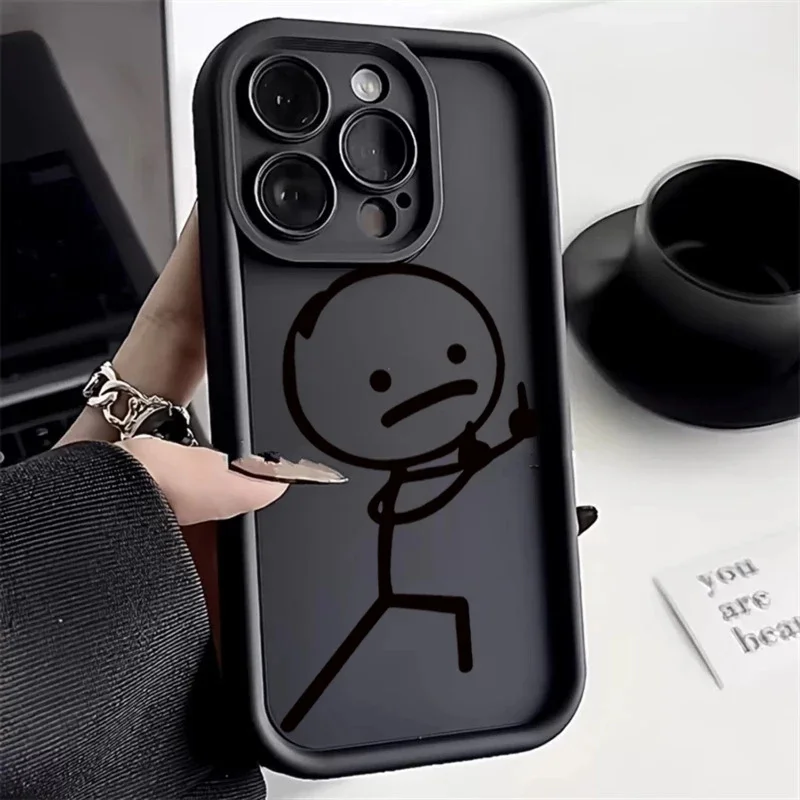 Cute Cartoon Matchman Matte Silicone Phone Case dla iPhone 15 12 13 14 11 Pro Max XR XS X 7 8 Plus SE 2020 Soft Back Cover