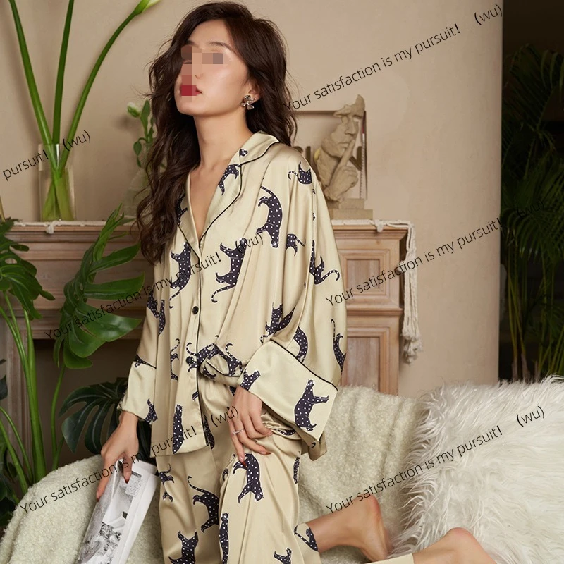 

New imitation silk women's loungewear, simple and natural thin Internet celebrity pajamas