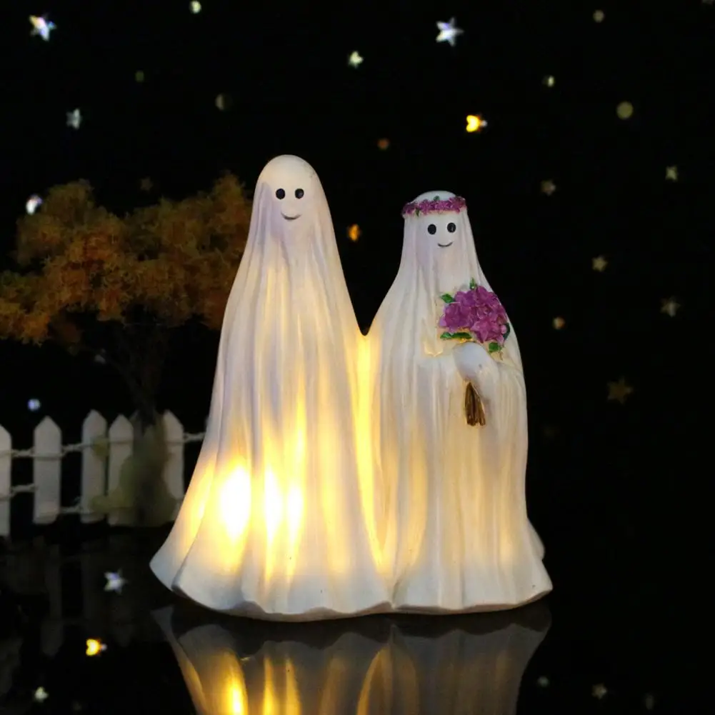 

Ghost Bride Groom Figurine Halloween White Ghost Mold Resin Happy Halloween Ghost Statue Halloween Decoration Home Decor