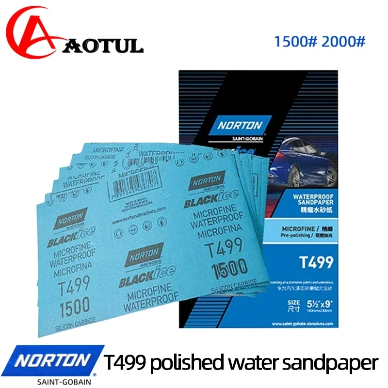 NORTON Sandpaper T499 Car Polishing 2000/1500 Grit Scratch Sanding Beauty Water Grinding Fine Sandpaper Abrasive