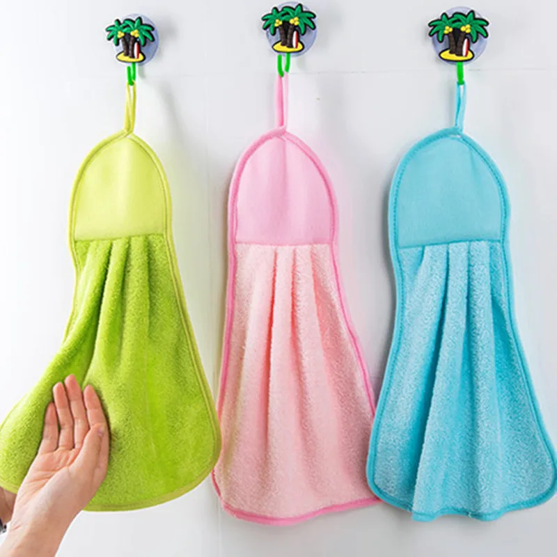 

Reusable Cleaning Towel Dishcloth Hangable Lazy Rags Coral Fleece Hand Towel Rag Kitchen Wipes Absorbent Scouring Pad Dishcloth