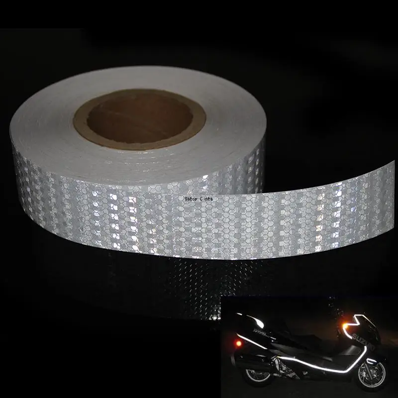 5cm*25m Waterproof Reflective Material Car Stickers Self-Adhesive Tapes Honeycomb White Reflectors Decals For Bicycle Motorcycle