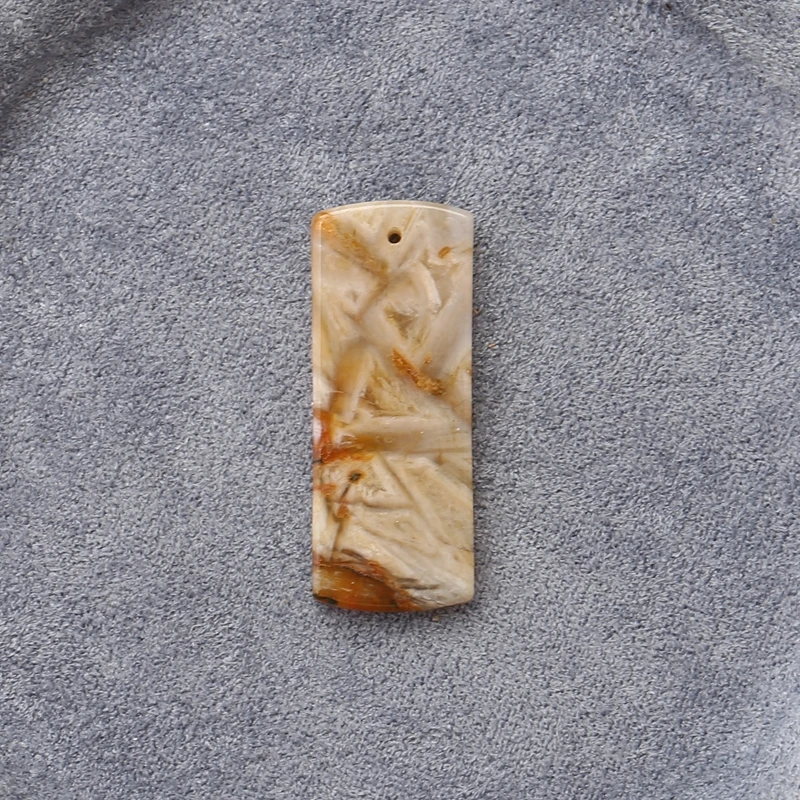 

Crazy Lace Agate Rectangular Pendant Cream Orange Swirled Gemstone Jewelry Component for Handmade Beading 34x13x4mm-4.2g