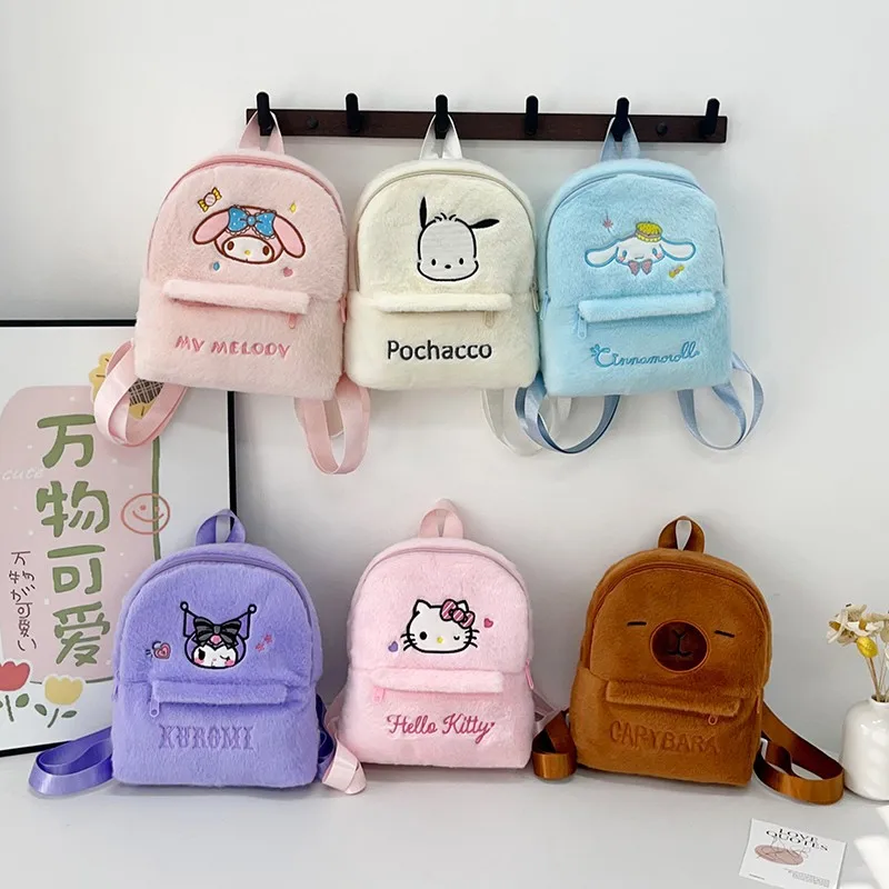 

Hello Kitty Kuromi Plush Backpack Sanrio Cartoon School Bag for Kids Kindergarten Student Cute Cat Backpack