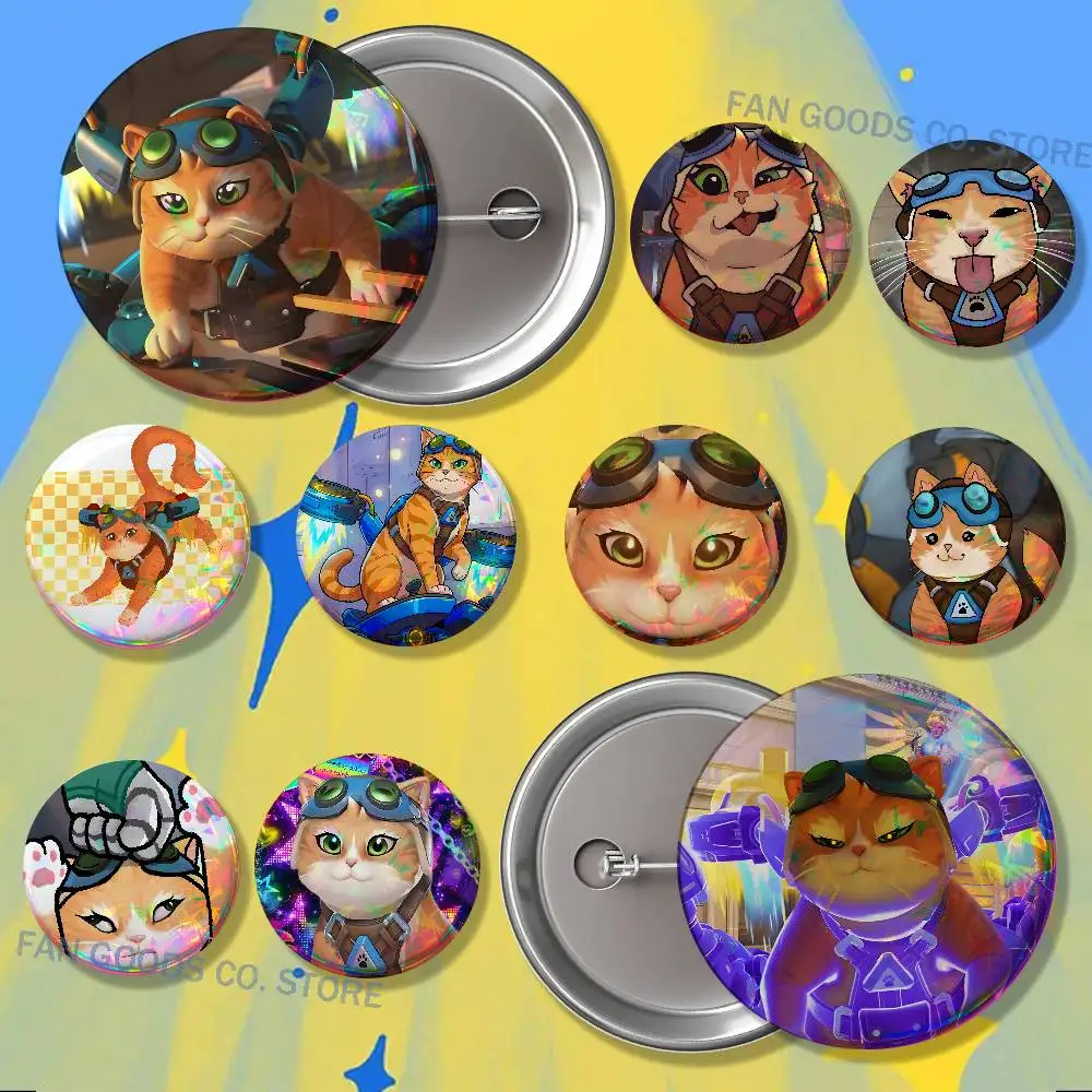 O-Overwatch J-Jetpack cat Enamel Pins Funny Cartoon Character Badge Fashion Jewelry Accessories Round Snap-in Brooch on Backpack