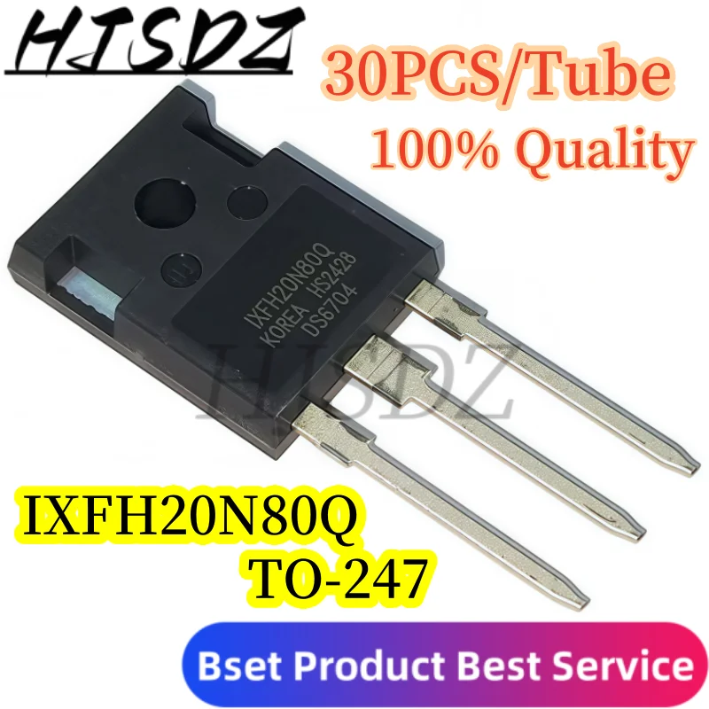 【10-30PCS/LOT 】MOSFET IXFH20N80Q TO-247 - 800V/20A  Alta Potencia,Garantía Calidad  Envío Rápido