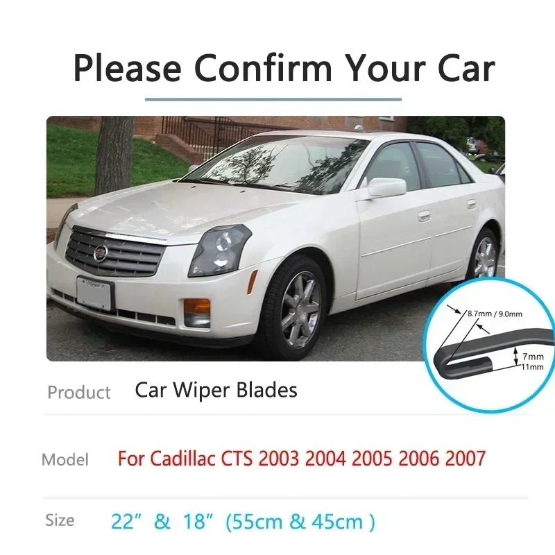 For Cadillac CTS MK1 2003 2004 2005 2006 2007 Frameless Front Wiper Blades Cutter Window Car Accessories Cleaning Replacement