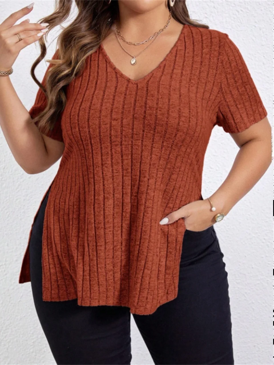 

Свободная повседневная женская футболка ort Sve V-Ne, летняя модная уличная футболка, однотонный топ с асимметричным подолом