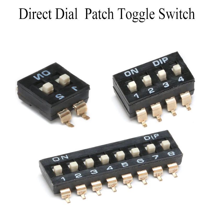 10PCS Toggle Switch Patch DIP Direct Dial The Code Switch 2P 4P 8PIN Quick Switch  Black