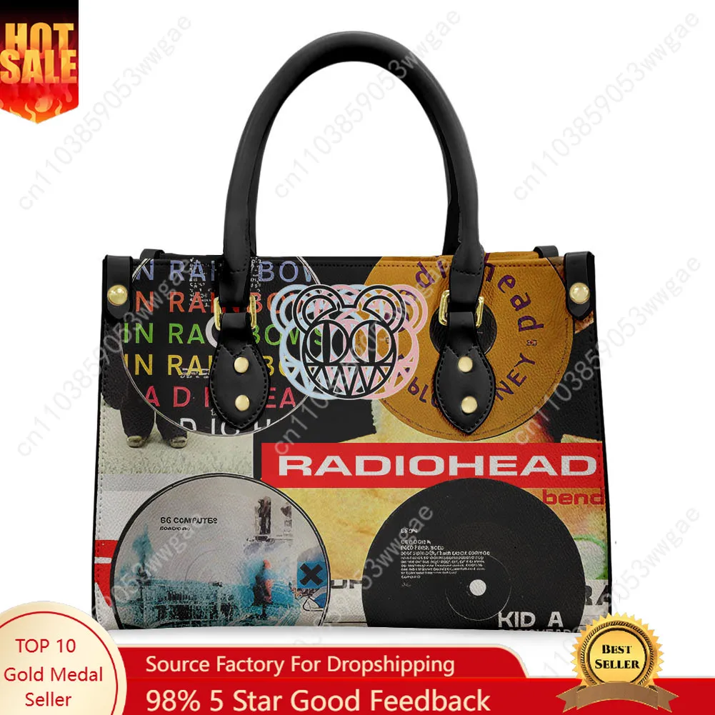 

Radiohead Rock Band Tote Bags Purse Women Man Personalized Text Image PU Leather Customized Handbags Commuter Shopping Gift Bags