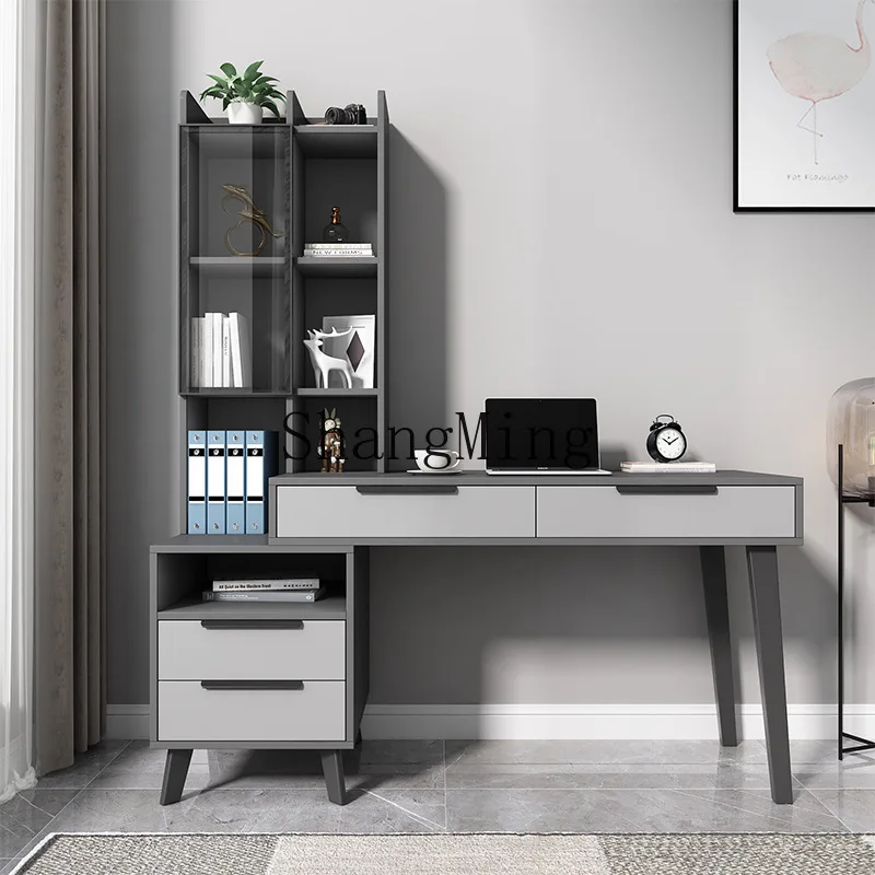 

ZYY solid wood desk bookshelf combination simple modern home bookcase integrated bedroom writing desk