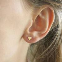 New in Korean Style Stainless Steel Golden Color Tiny Minimalism Heart Thick Small Stud Earring for Women Jewelry Gifts Wholsale