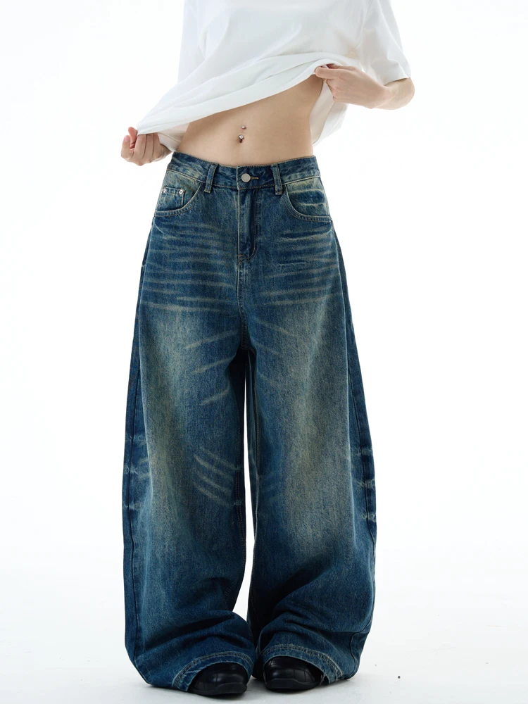 

Винтажные джинсы Waed: свободные, широкие, повседневные, в пол, в американском стиле, для мужчин, женщин и подростков, удобные, прямого кроя