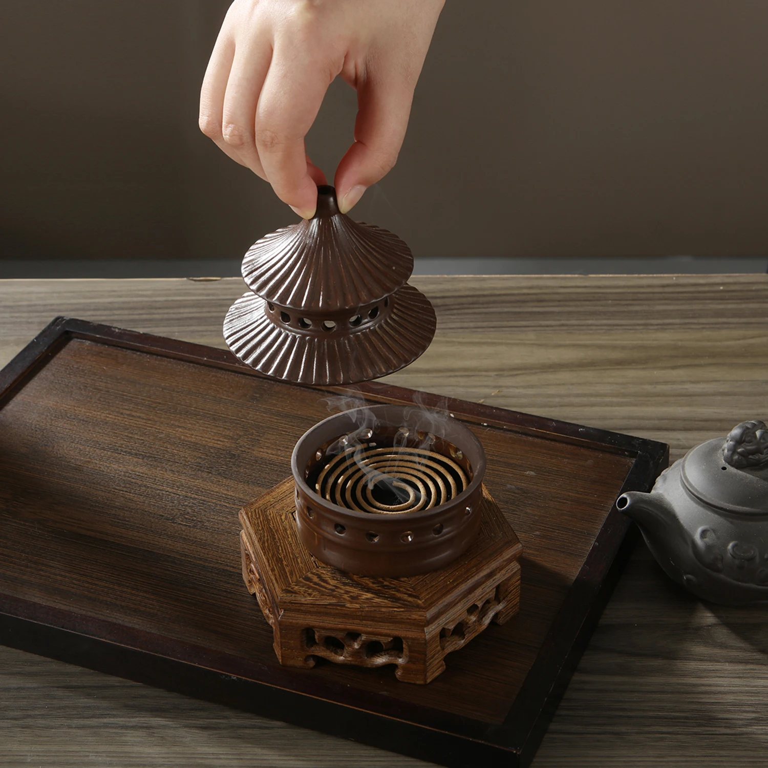 الصينية الرجعية حامل البخور السيراميك معبد السماء البخور الموقد لفائف البخور مخروط البخور ديكور المنزل #3