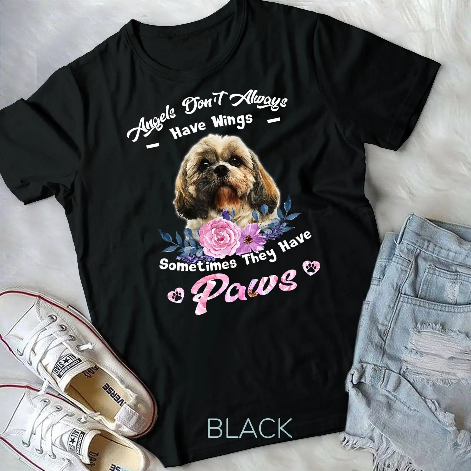 Angels Don't Always Have Wings shih tzu T-Shirt Unisex T-shirt