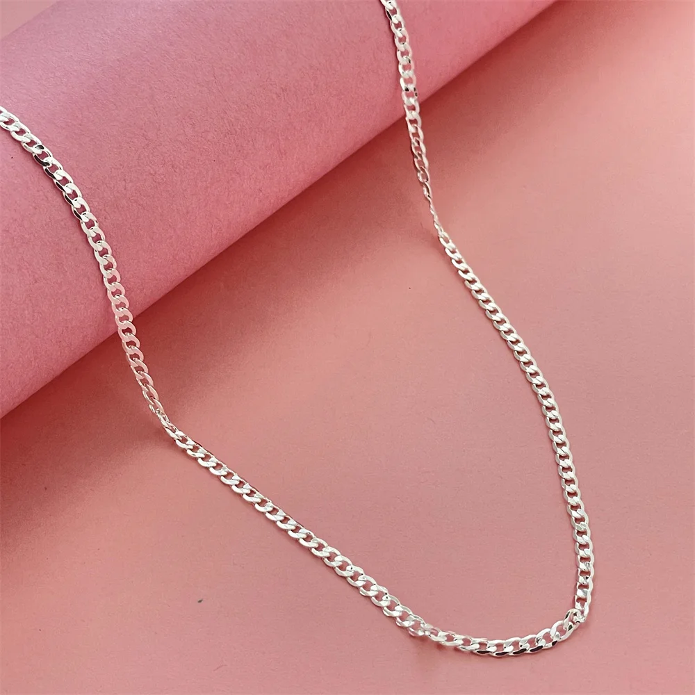 Fashion silver color 2mm one to one side necklace hot selling men and women fashion jewelry wedding gift