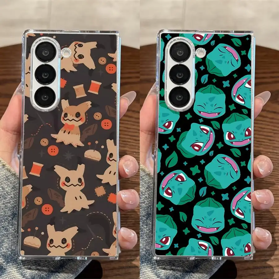 Funda para Samsung Galaxy ZFold3 ZFold6 Z Fold 7 6 5 4 3 ZFold4 ZFold7 ZFold5 funda dura para teléfono Pokemons Pikachu