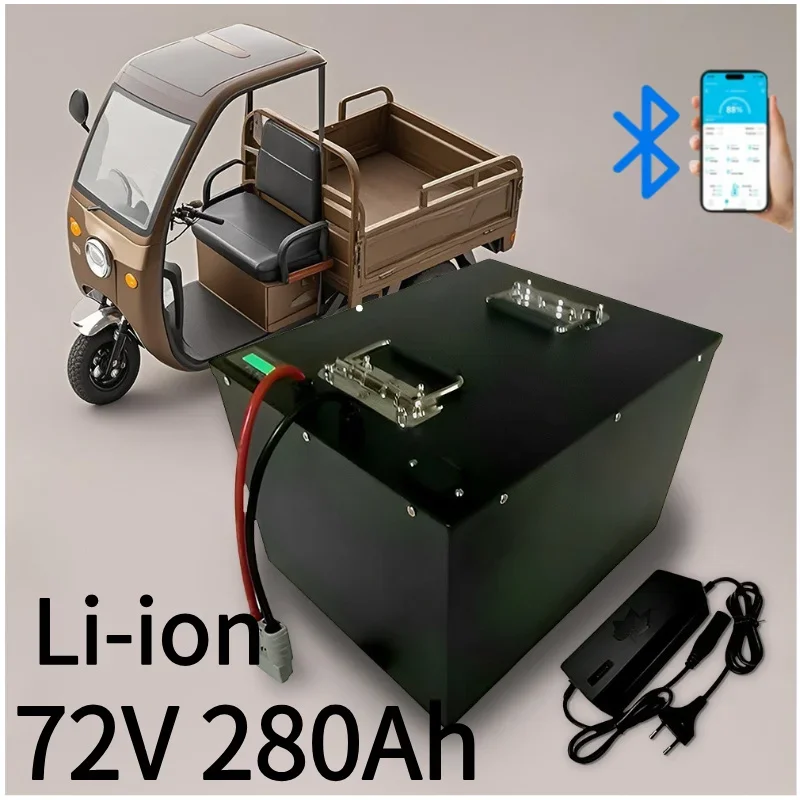 72V 280Ah Li-ion Battery Pack High Capacity Rechargeable Lithium Battery with BMS Protection for Electric Scooter Motorcycle Tri