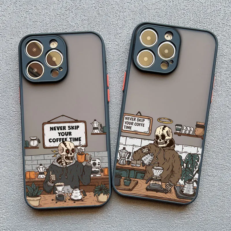 Modische Kaffeetotenkopf Handyhülle für iPhone 17 16 15 14 Pro Max Plus 13 12 11 Mini Pro Max XR XS X Stoßfeste Schutzhülle – Detail 8