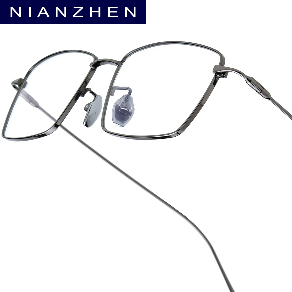 NIANZHEN Titanium Alloy Eyeglasses Frame Men Square Brand Design Glasses Ultralight-Weight Retro Women Eyewear Spectacles 22038