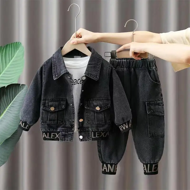 Kids Boys Clothing Set Spring and Autumn New Children\'s Casual Jacket Jeans Two Piece Set Girl Baby Korean Version Casual Set