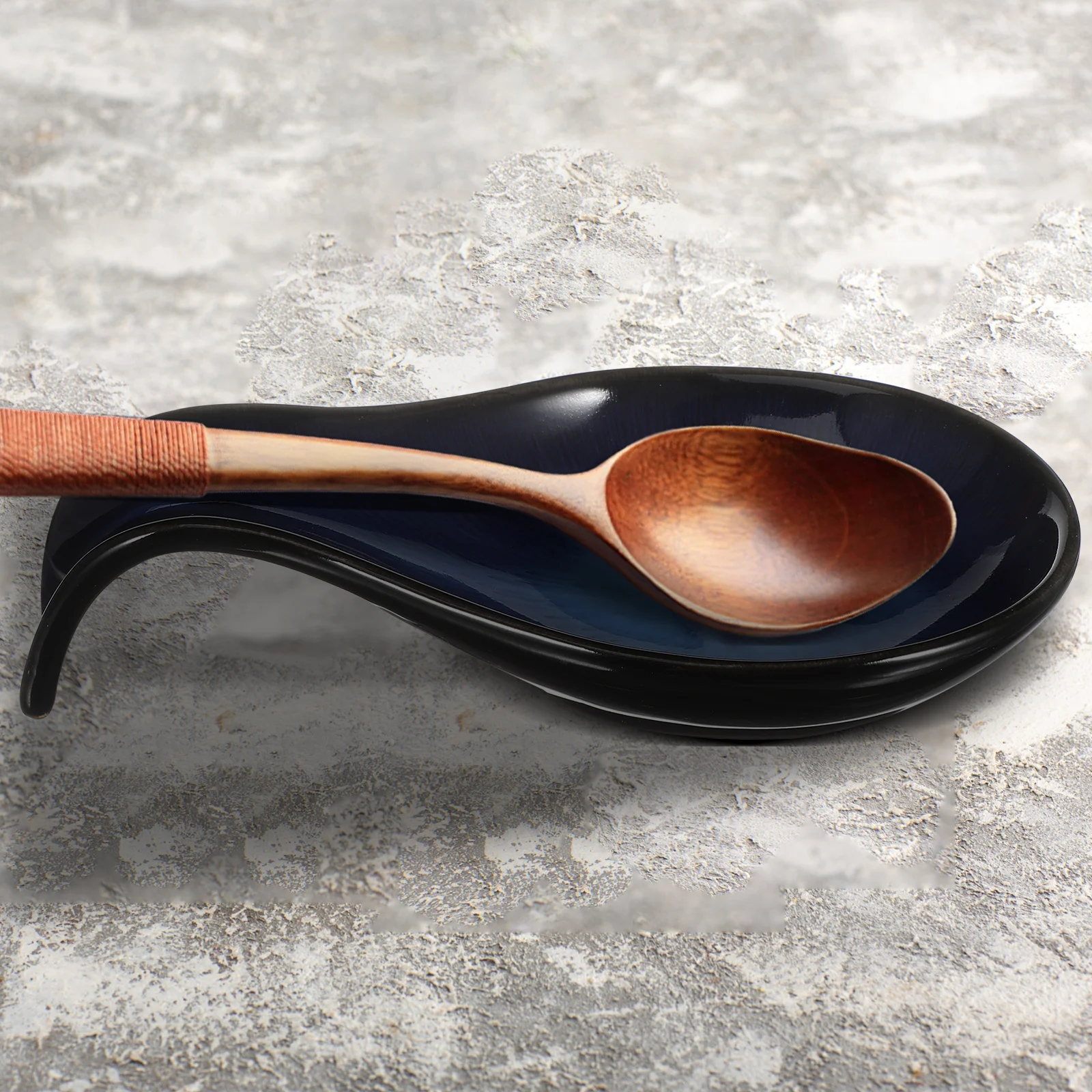 

Ceramic Spoon Rest Elegant Kitchen Counter Utensil Holder Unique Color Texture Artistic Touch Spatula Rest Dipping Dish