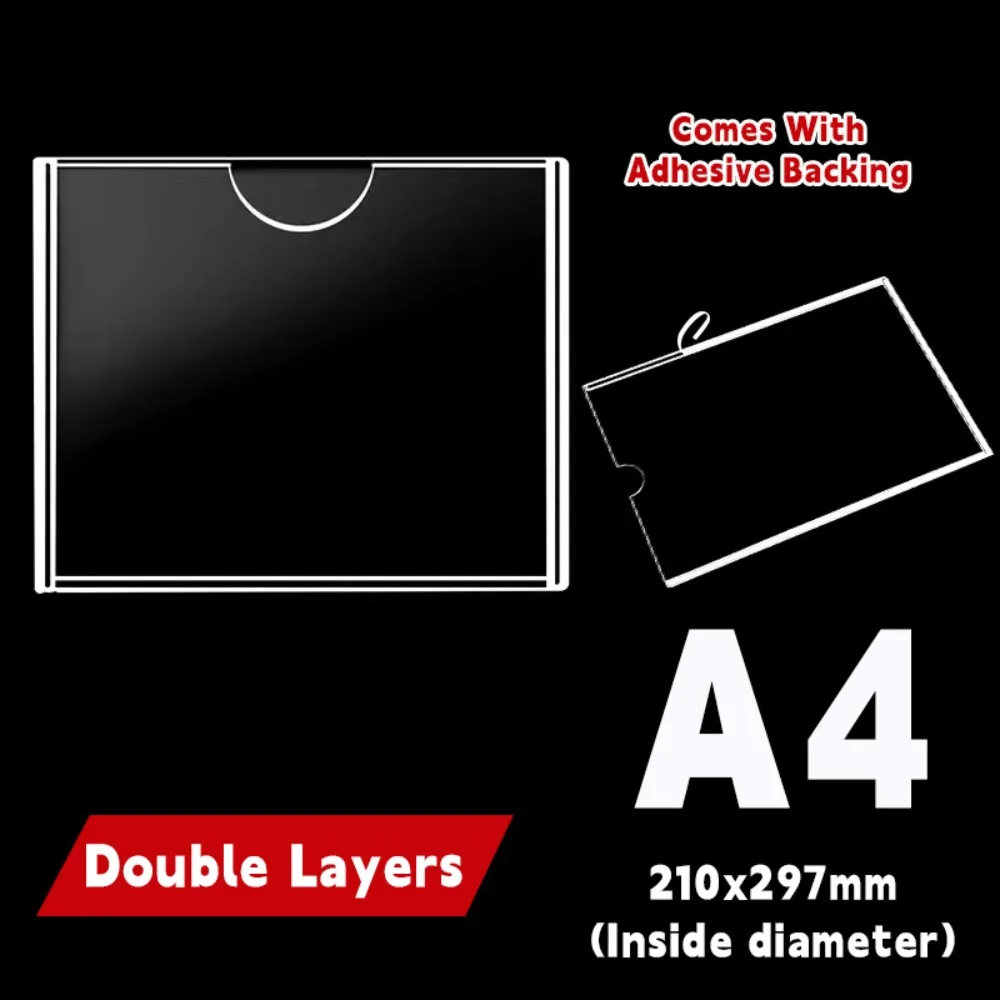 New Acrylic Label Holder Self-Adhesive Double Layer Card Holder Clear Multifunctional Price Tag Display Holder Card Display