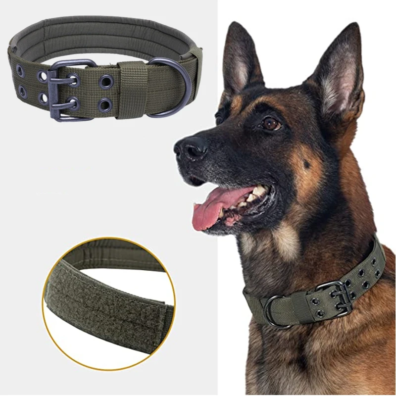 Verstellbares taktisches Hundehalsband aus Metall mit doppelter Schnalle, luxuriöses Designer-Trainingshalsband für mittelgroße und große Hunde – Detail 23
