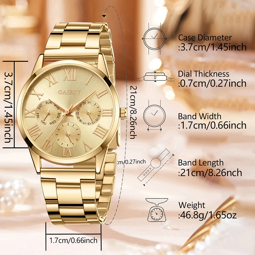 5Pcs/Set Unisex Jewelry Watches Women's Wristwatch Accessories Gold Fashion Business Elegant Classic Exquisite Retro Light Luxury Rhinestone Luxury Watch Set Y2K Party Gathering Daily Wear Birthday Holiday Gift Travel Vacation Music Festival Perfect Gift Present view 6