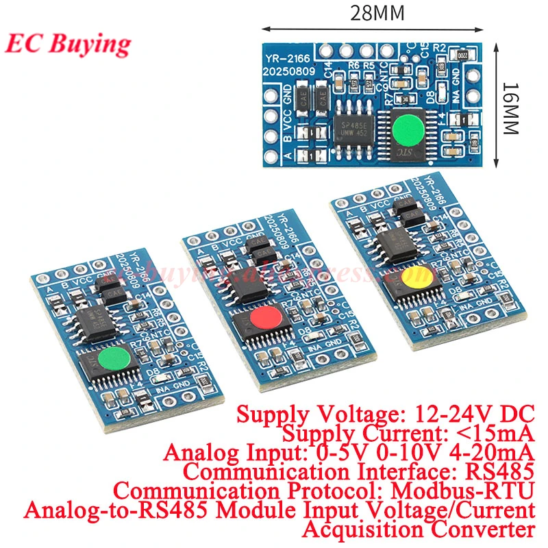 1Pc-10Pcs Analog to RS485 Module 4-20mA 0-5V 0-10V Input Voltage/Current Sensor RS-485 Data Acquisition Converter 24V Modbus-RTU