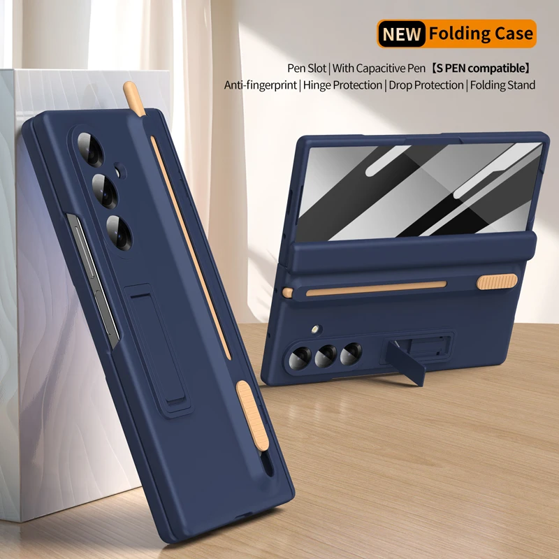 

Чехол для Samsung Galaxy Z Fold 7, жесткий чехол из складной подставки для ПК с бесплатным стилусом + стекло для Z Fold7