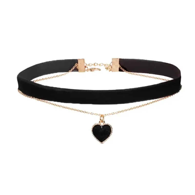 

Black Velvet Choker Love Necklace For Women Chain Round Charm Jewelry For Women