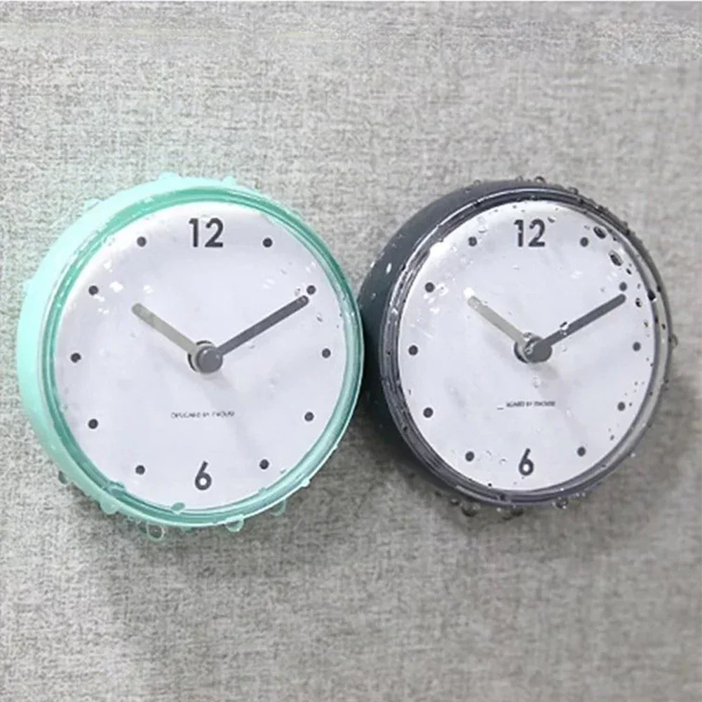 Waterproof And Anti-Fog Design Sucker Wall Clock Plastics 75x75mm Silent Quartz Clocks Sucker Wall Clock For Kitchen Bathroom