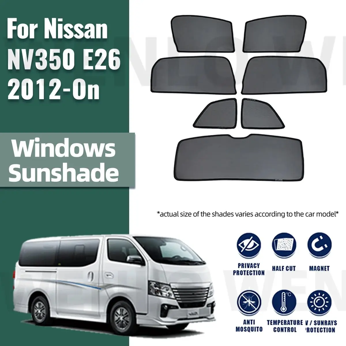 

For Nissan NV350 E26 Urvan Caravan VAN 2012-2023 2024 Car Window Sunshade Uv Protection Auto Curtain Sun Shade Visor Net Mesh