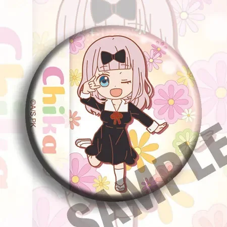 Fujiwara Chika Anime Character Costumes, Impermeável, Criativo, Acessórios Artísticos, Personagens de Animação, Emblema de Metal Brilhante, 5,8 cm