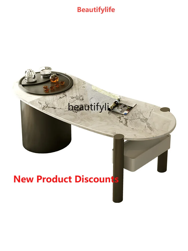 

X188 Natural Luxury Stone Tea Table High-End Villa Designer Modern Light Luxury Home Study Balcony Kung Fu Tea Table furniture