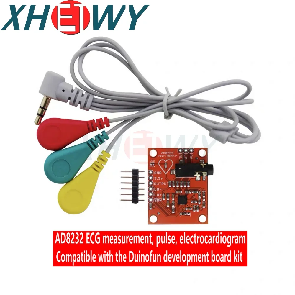 AD8232 module for ECG measurement pulse and heart rate monitoring, ECG sensor with charged pole line compatible with Duinofun