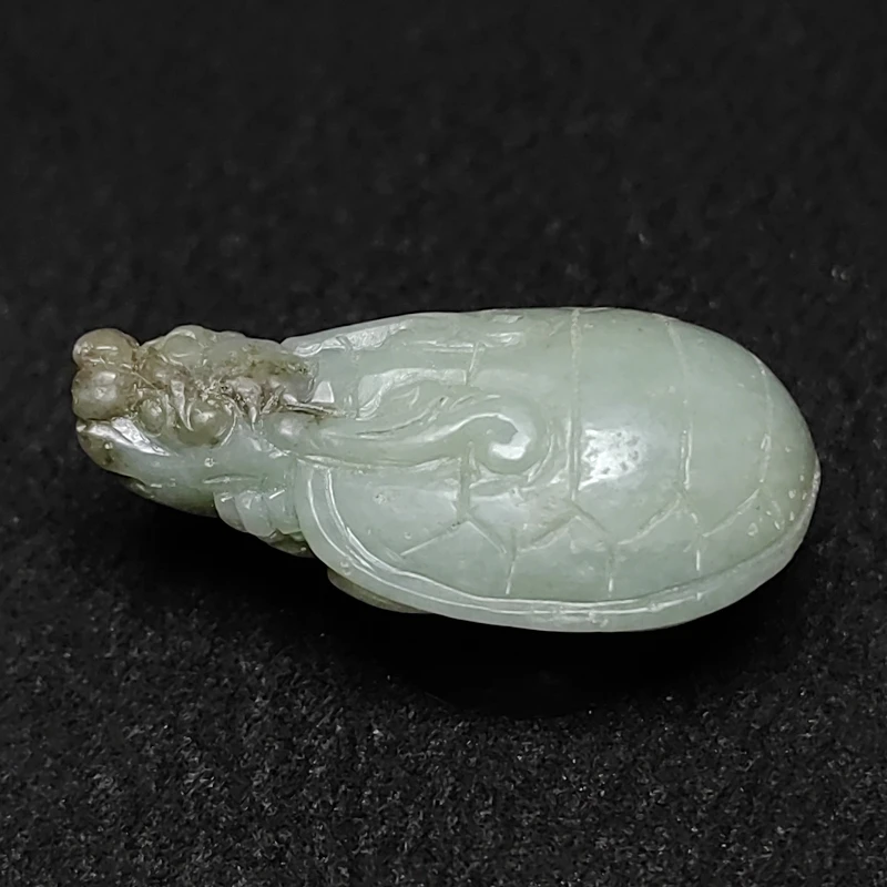 YIZHU CULTUER ART Size 4.7×2.7×1.5cm Chinese Hetian Jade carving Dragon Turtle Statue Pendant Old Collection
