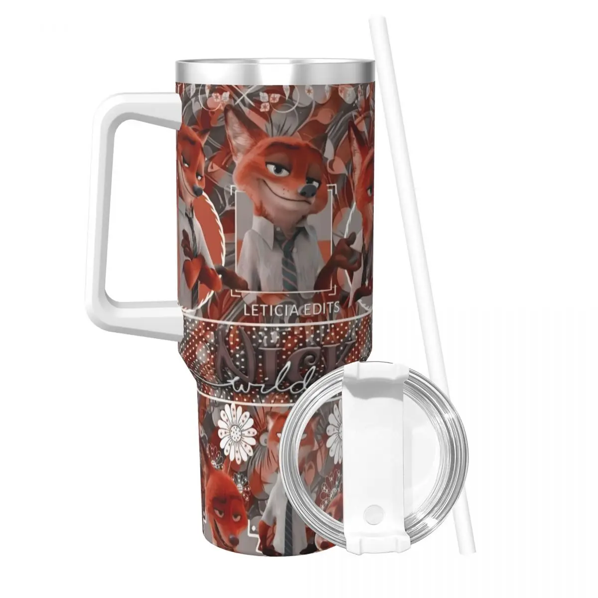 Cartoon Zootopia Print Tumbler Cold Drink Water Bottle Heat Preservation Stainless Steel Thermal Mug Graphic Travel Car Mugs