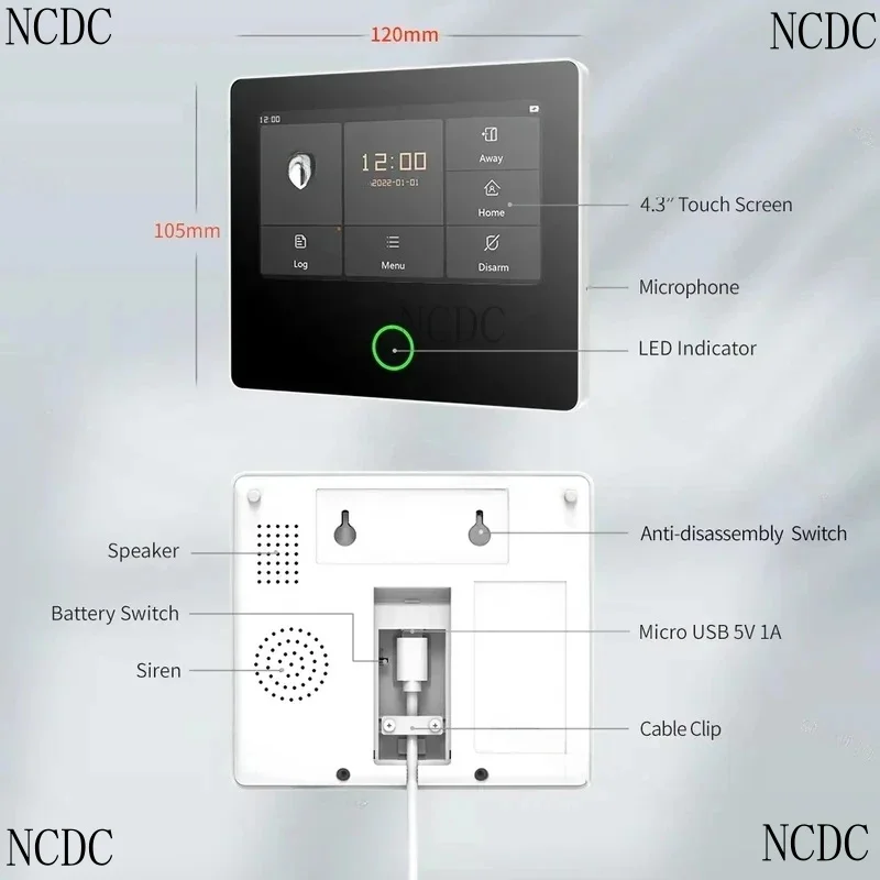 WiFi GSM Home Burglar Device 433MHz/868MHz Wireless Security Alarm System With Smoke Detector