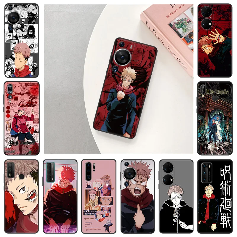 Black Soft Phone Case for Huawei P40 P30 P20 P_Smart Z Jujutsu Kaisen Itadori Yuji Moto G30 G31 One Fusion Edge 20 30 Pro Cover