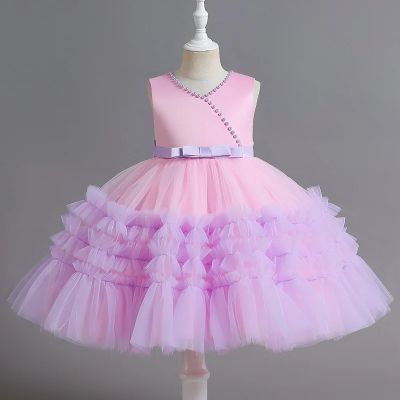 

Doveark girls dress sleeveless fluffy gauze short dress Princess skirt cake skirt