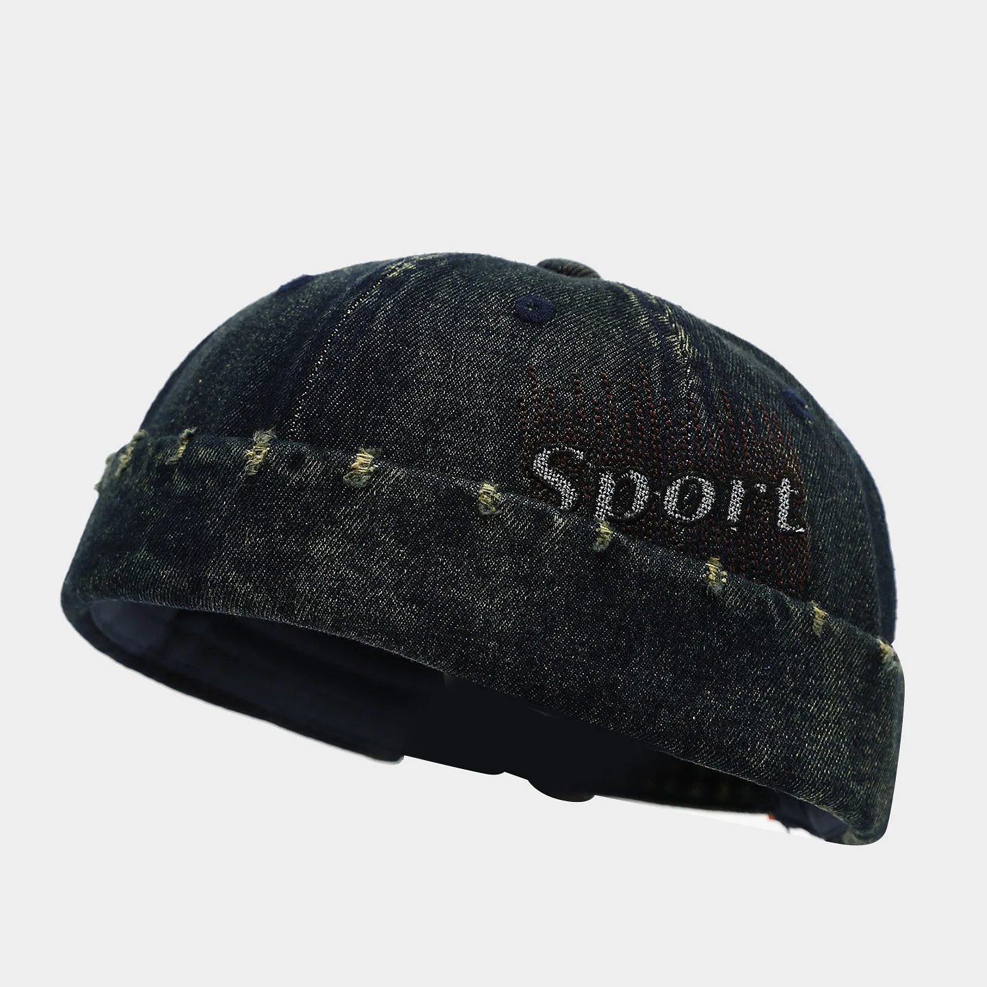 Vintage Washed Denim Brimless Hat for Men & Women Distressed Docker Cap Adjustable Casual Sailor Cap Skullcap Beanie Hat view 4