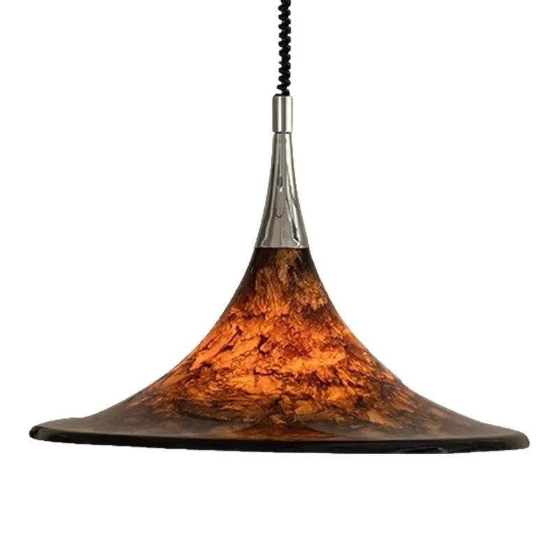 

Sunset designer medieval restaurant chandelier can lift horn flying saucer light retro painting